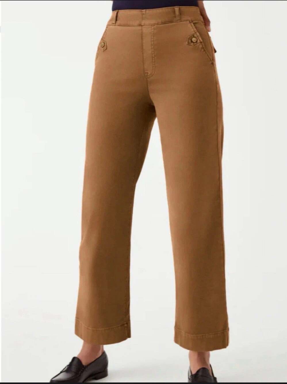 SPANX XL Stretch Twill Wide Leg Utility Pants Rust Brown Stretch 20312T Denim